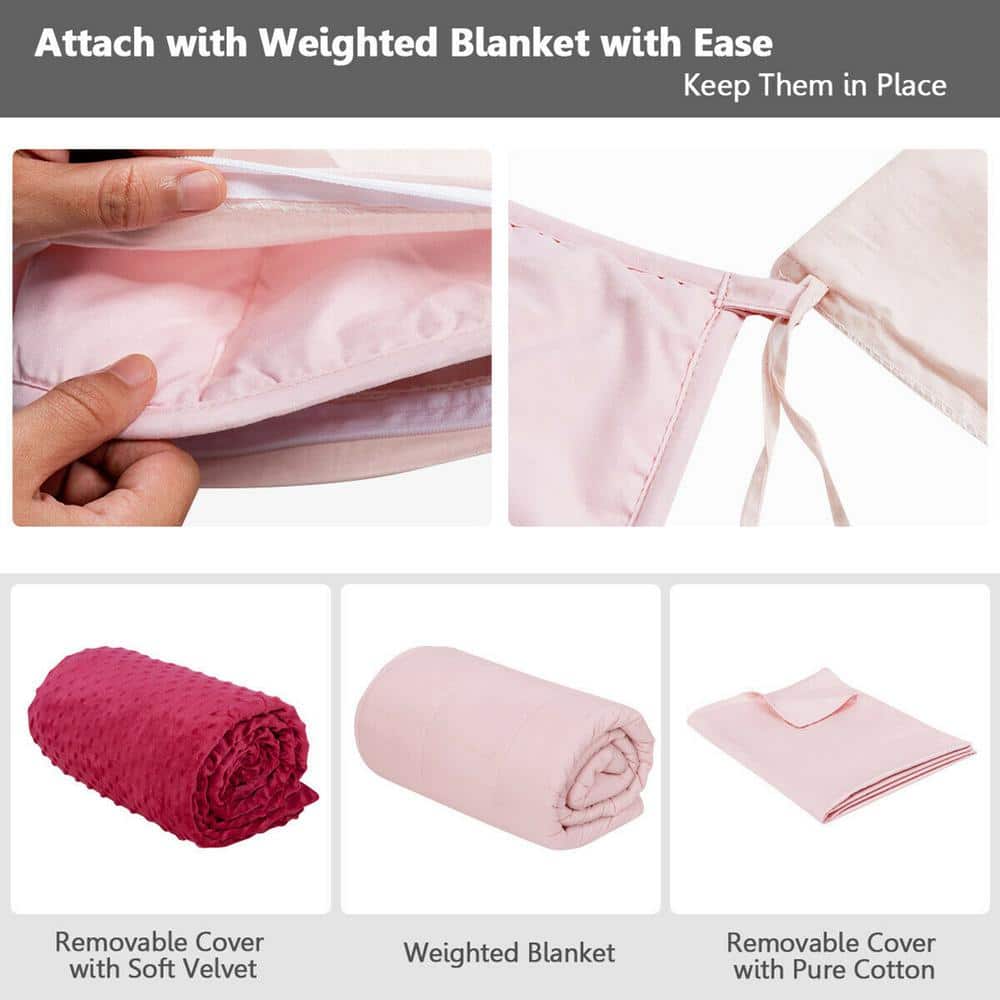 Pink Cotton 20 lb Weighted Blanket Set with Duvet Covers