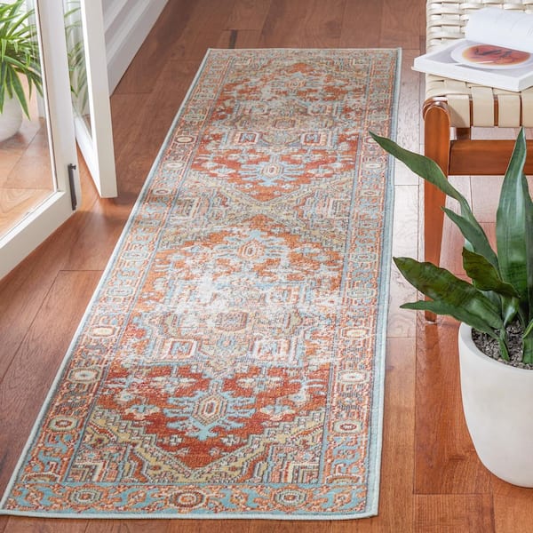 Aria 2 ft. x 14 ft. Rust/Taupe Garden Medallion Runner Rug