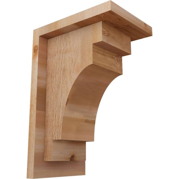 Ekena Millwork 6 in. x 8 in. x 12 in. Western Red Cedar Mediterranean Rough Sawn Corbel with Backplate