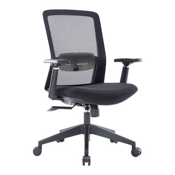 Leisuremod Ingram Fabric Seat Swivel Office Chair in Black with Arms