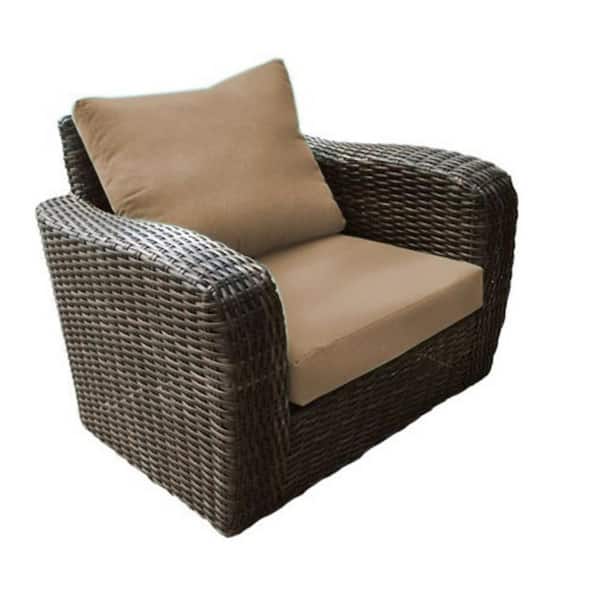 Unbranded Acapulco Cushioned Wicker Outdoor Lounge Chair Wicker Rattan with Brown Cushion