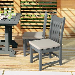 FadingFree (Set of 4) Outdoor Dining Square Patio Chair Seat Cushions with Ties, 16.5 in. x 15.5 in. x 1.5 in., Beige