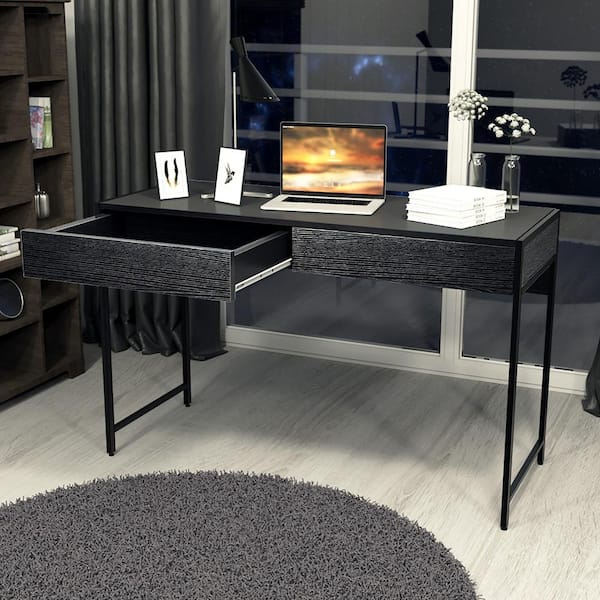 44 in. Retangular Wood 2-Drawer Laptop Desk with Waterproof Surface