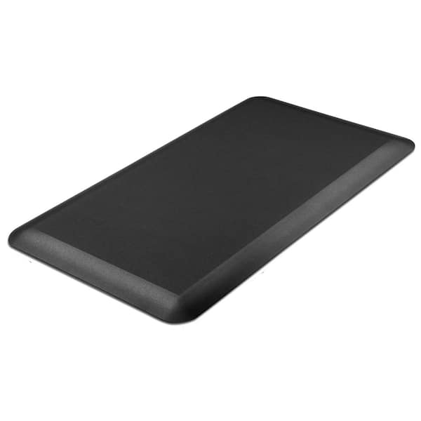 Black 17 in. x 28 in. PVC and Memory Foam Non-Slip Water and Stain Resistant Indoor Anti-Fatigue Kitchen Mat