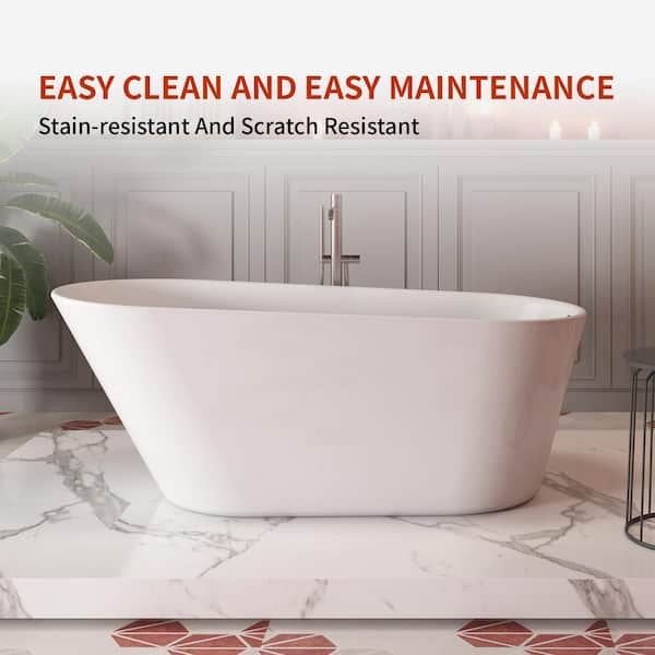 Modern 69 in. Acrylic Flatbottom Single Slipper Soaking FlatBottom Freestanding Bathtub in White