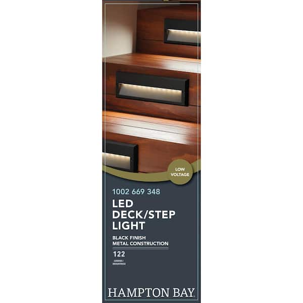 Hampton Bay 10-Watt Equivalent 5.5 in. Low Voltage Black Integrated LED  Deck Light JAO2601LL - The Home Depot