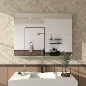 Cosy 48 in. W x 36 in. H Rectangular Framed Wall Bathroom Vanity Mirror in Matte Green