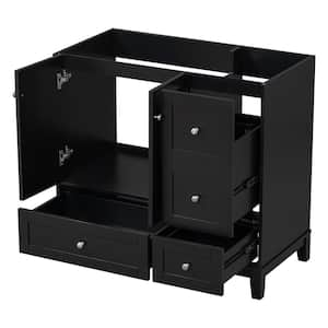 35.4 in. W x 17.5 in. D x 33 in. H Bath Vanity Cabinet without Top in Black