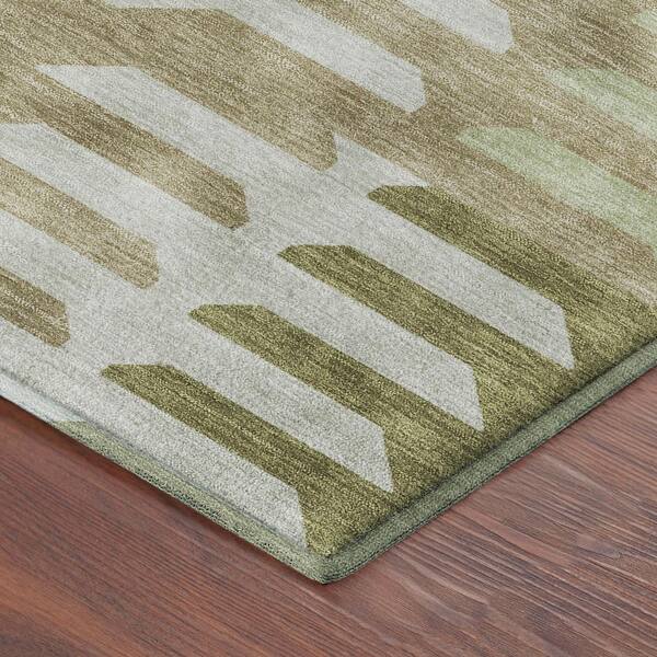 Mayfield Premium Machine Washable Abstract AMF2328 Fern 9 ft. x 12 ft. Area Rug