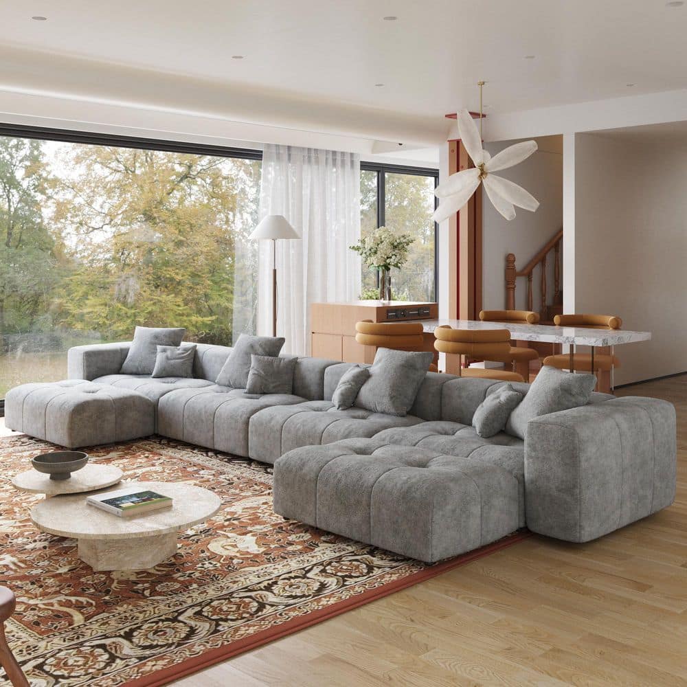 トップス #HOUSESET E50 E953 J&E Home 183.54 in. Square Arm Linen 6-piece Modular Free
