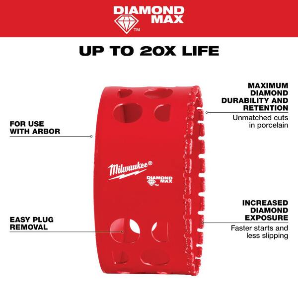 Milwaukee 3-1/2 in. Diamond Max Hole Saw 49-56-5678 - The