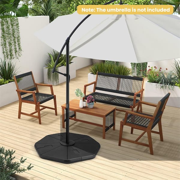 4-Piece 18 lbs. Plastic Patio Umbrella Base in Black