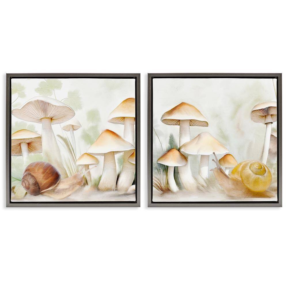 Snail Crawl by Mushrooms by Kim Allen 2-Pieces Gray Floater Frame Nature Graphic Art Print 18 in. x 18 in. price history on PriceWatchPro