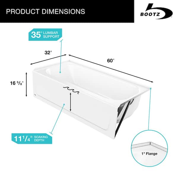 Bootz Industries Mauicast 60 in. x 32 in. Alcove Soaking Bathtub