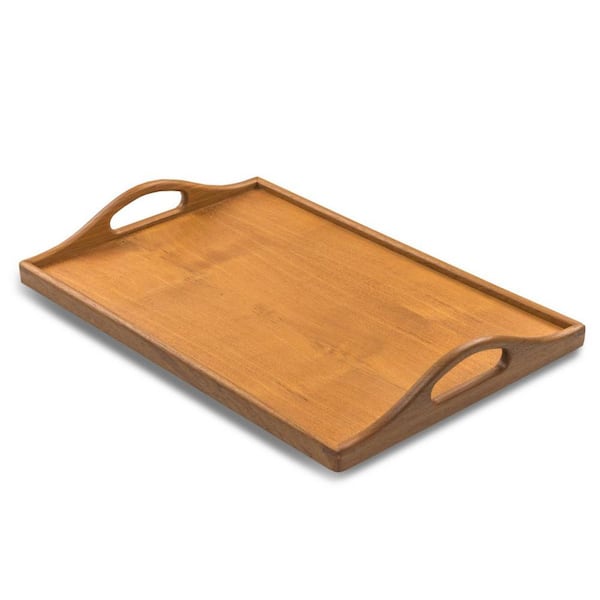 HomeRoots Brown Rectangle Wood 18.75 in. Decorative Serving Tray