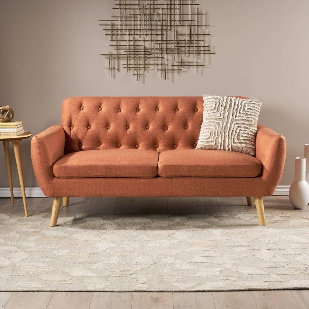 Noble House Bernice 67.25 in. Burnt Orange Solid Fabric 2-Seat Loveseats -  14478