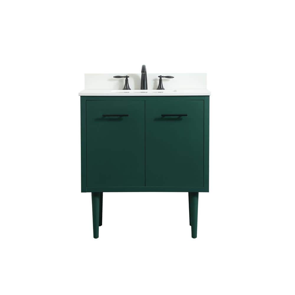 Simply Living 30 in. W x 19 in. D x 33.5 in. H Bath Vanity in Green with Iv