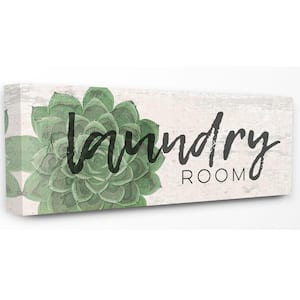 10 in. x 24 in. "Laundry Room Green Succulent Soft Textured Paper Look" by Jessica Mundo Canvas Wall Art