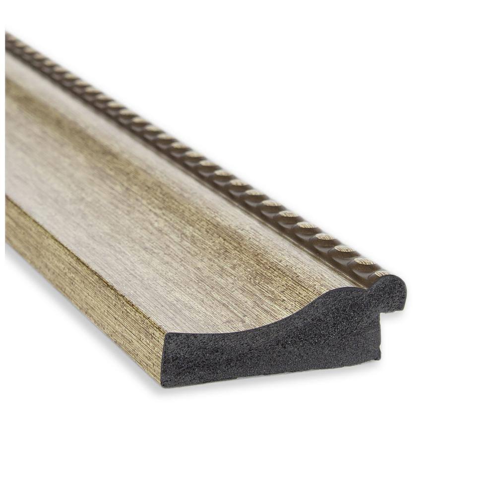 Rectangular Gold Beaded Gray Wood Wall Mirror