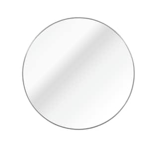 39 in. x 39 in. Round Silver Aluminum Framed Wall-Mounted Bathroom Vanity Mirror