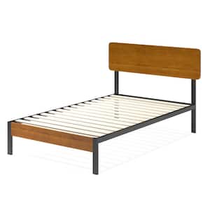 Brown Metal and Bamboo Frame Twin Platform Bed