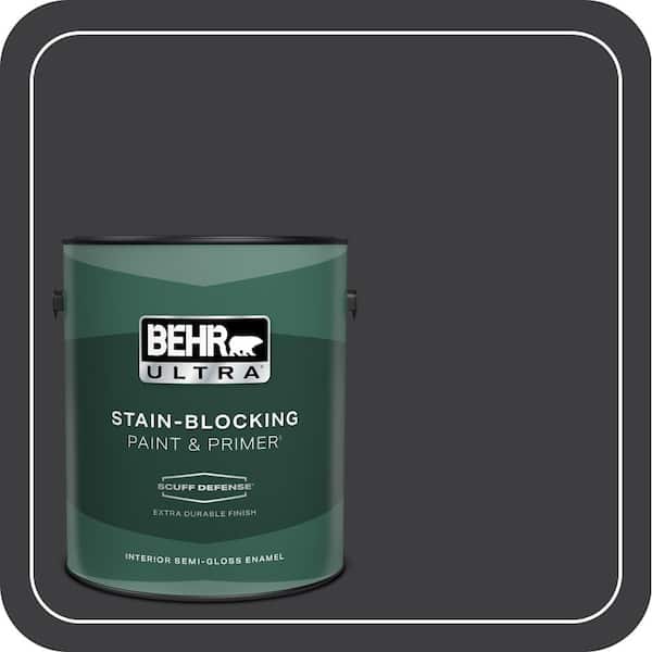1 gal. #PPH-34 Black Smoke Extra Durable Semi-Gloss Enamel Interior Paint & Primer