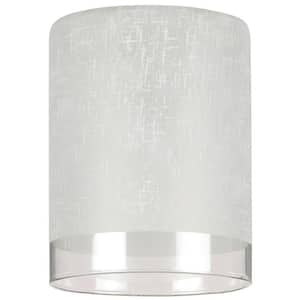 5-1/8 in. Hand-Blown White Linen Cylinder Shade with Translucent Band with 2-1/4 in. Fitter and 3-15/16 in. Width