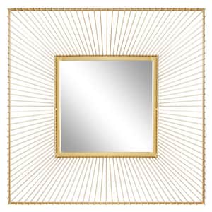 26 in. x 26 in. Starburst Square Framed Gold Wall Mirror