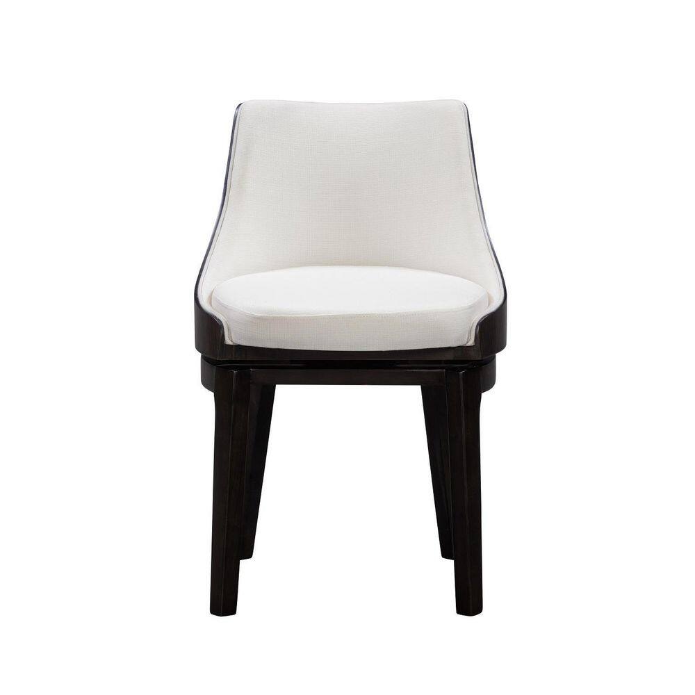 Orleans Matte Black Swivel Low Back Dining Chair Set with Zebrano Wood