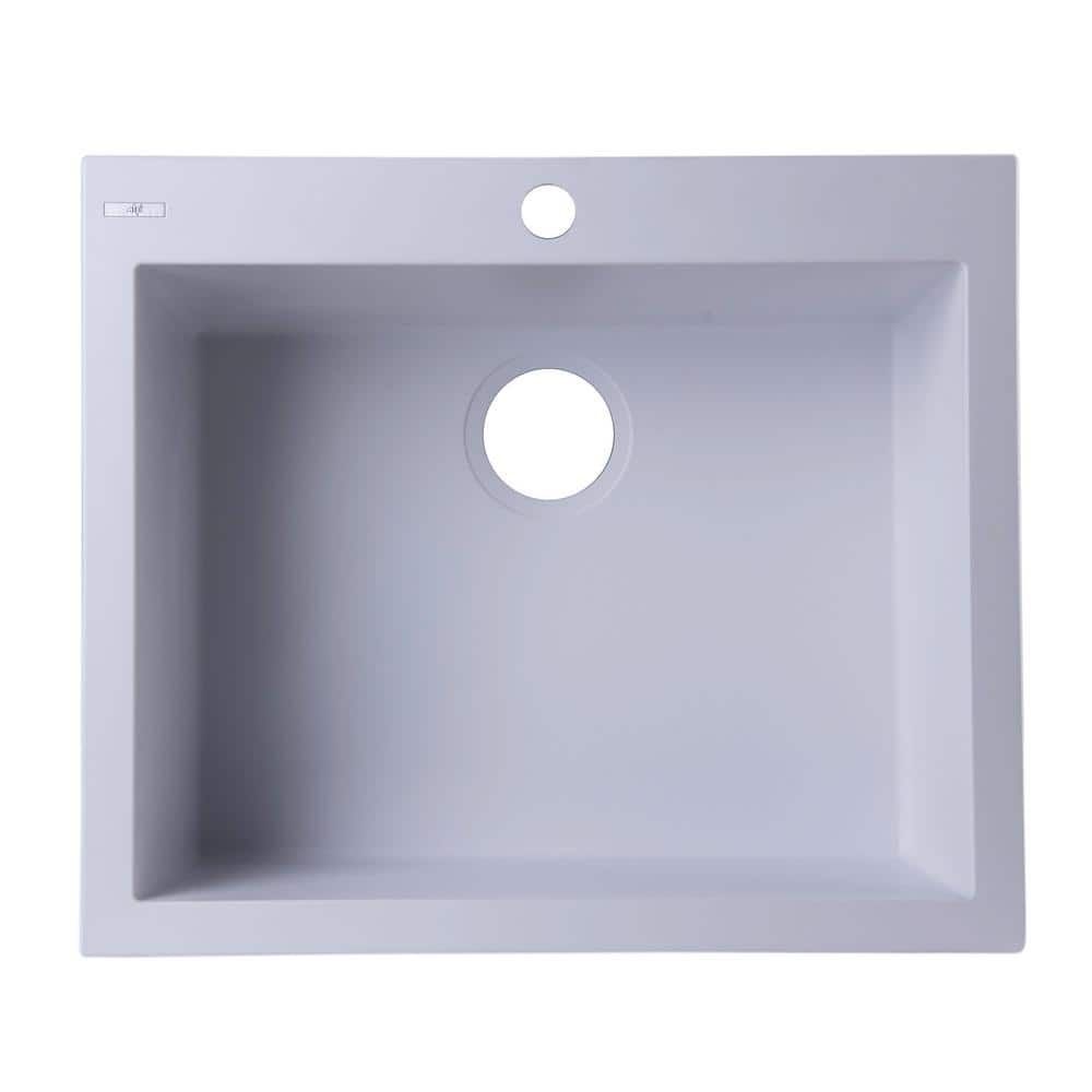 24" White Granite Composite Single Bowl Kitchen Sink