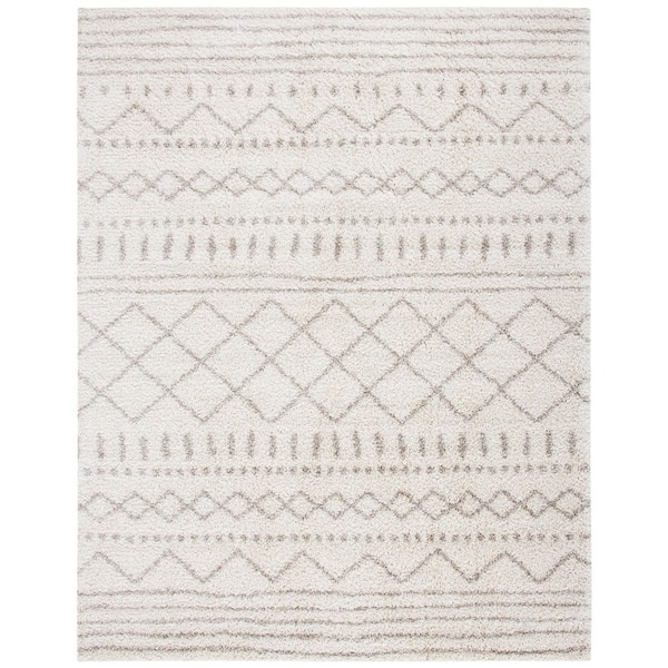 Arizona Shag Ivory/Beige 8 ft. x 10 ft. Geometric Lodge Area Rug