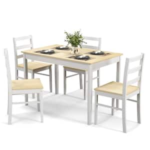 5-Piece Rectangle Natural Wood Top Dining Room Set Set Seats 4