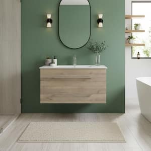 Kato 36 in. W x 19 in. D x 20 in. H Single Sink Wall Bath Vanity Cabinet in Organic with Cultured Marble Top in White