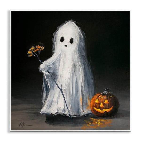 パ*ン様 valiem GHOST XL Stupell Industries Vintage Halloween Ghost and Pumpkin by Lindsay