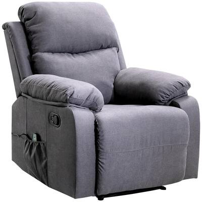 Gray Polyester with Massage Feature Electric Lift Recliner(Set of 1)