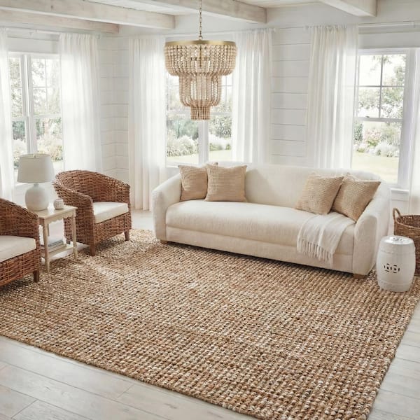Natural Fiber 10 ft. x 14 ft. Natural/Ivory Solid Area Rug