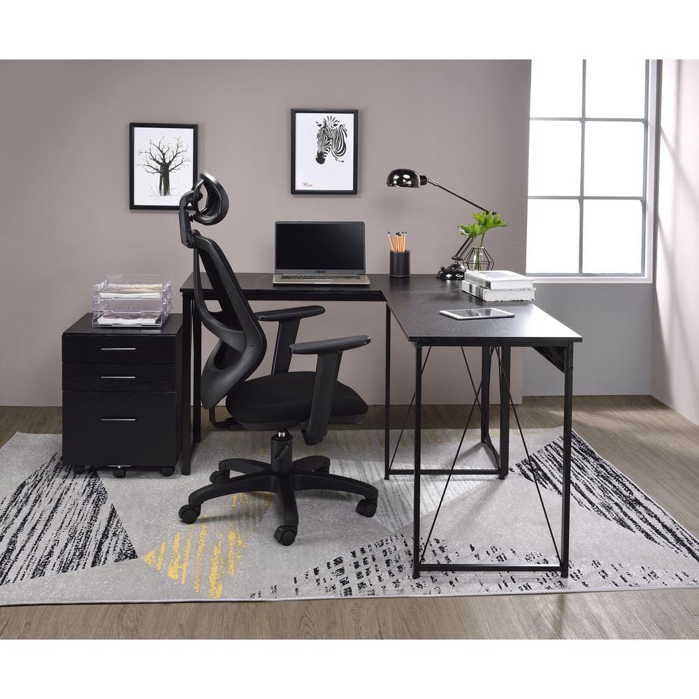 Black Wood and Metal Industrial Writing Desk, 35"