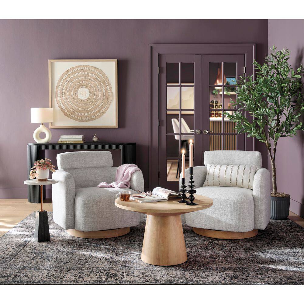 Spruce & Spring Uranus White Fabric Swivel Accent Chair with