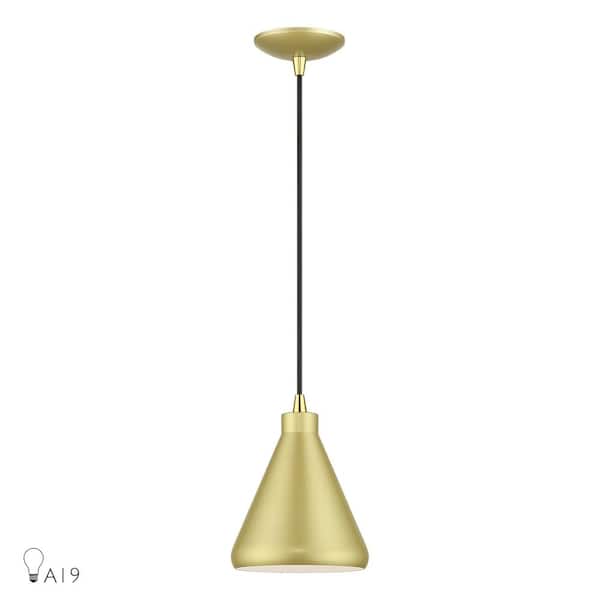 Geneva 1-Light Soft Gold Cone Mini Pendant Light with Metal Shade