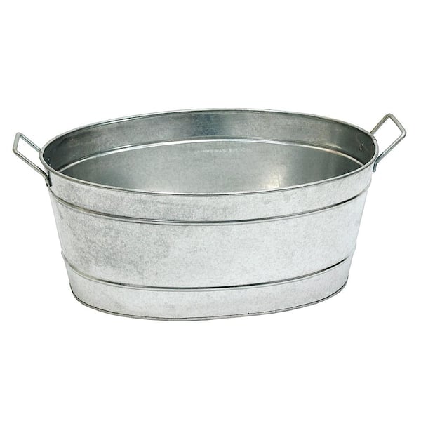 Achla Designs 21 in. L Oval Galvanized Steel Tub with 2-Side Handles