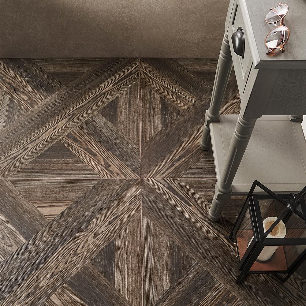 Teakwood 24" x 24" Matte Brown Porcelain Floor and Wall Tile
