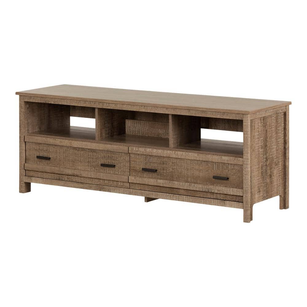 South Shore Exhibit 59 in. Weathered Oak Particle Board TV Stand 60 in ...