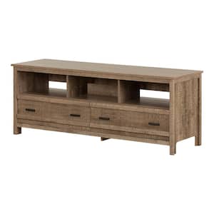 Exhibit 59 in. Weathered Oak Particle Board TV Stand 60 in.