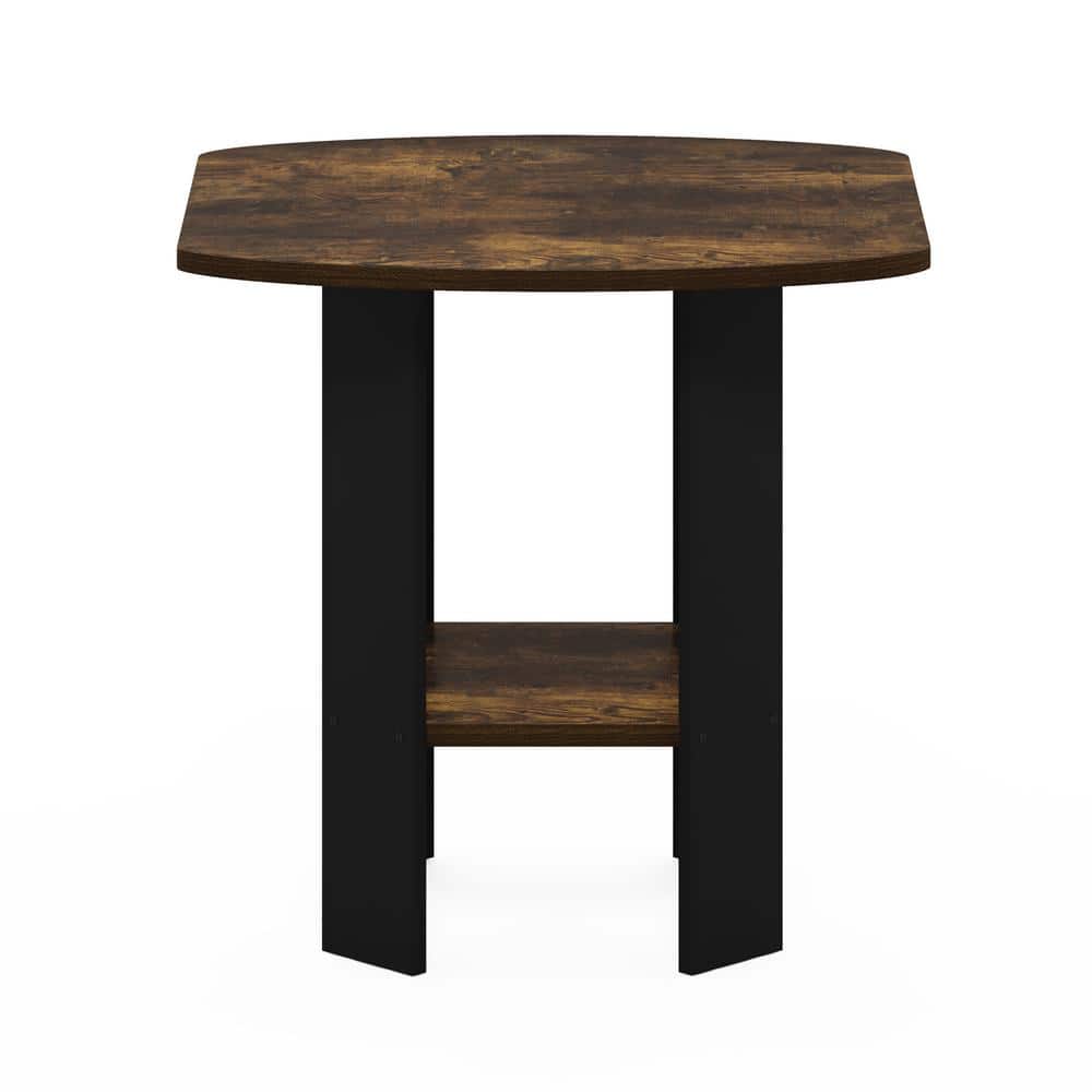 Amber Pine & Black Compact Rustic End Table with Storage