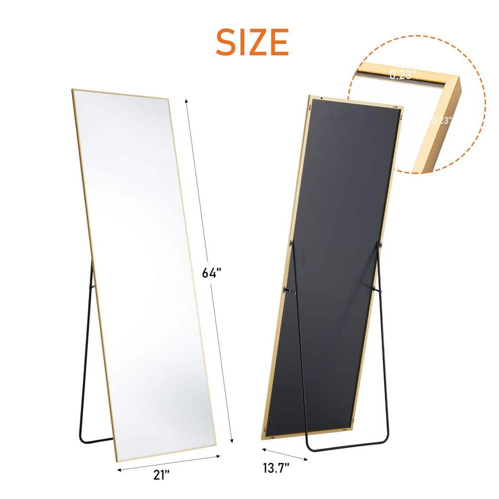 Modern Gold 21 in. W x 64 in. H Rectangular Aluminum Framed Full Length Wall Mount Floor Mirror price history on PriceWatchPro