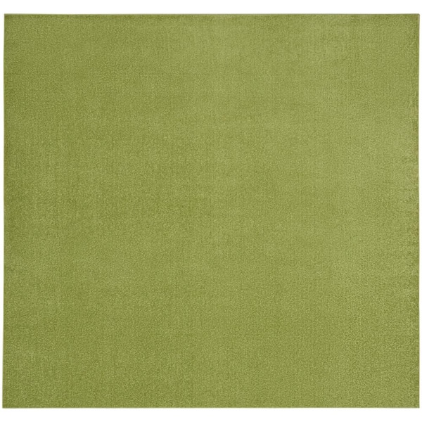 Essentials 9 ft. x 9 ft. Green Square Solid Indoor/Outdoor Patio Area Rug