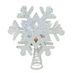 12 in. Lighted White Snowflake with Rotating LED Projector Christmas Tree Topper