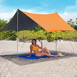 10 ft. x 10 ft. Orange Beach Tent Sun Shelter with 6-Sandbags