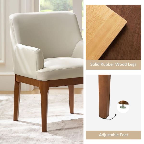 JAYDEN CREATION Theodore Ivory Faux Leather Dining Chair with