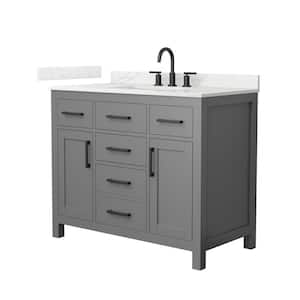 Beckett 42 in. Single Freestanding Dark Gray Bath Vanity with Giotto Quartz Top (Assembled)